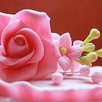 Pink Ruffle cake with handcraft flowers