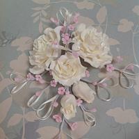 Cream and pink roses