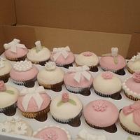 Dusky pink and Ivory Christening Cupcakes
