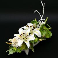 White and green floral arrangement