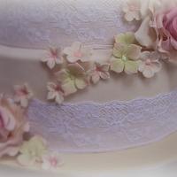 Pink and Ivory wedding cake