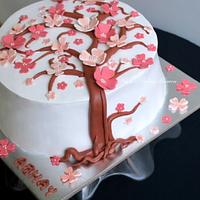 Cherry blossom theme cake with sharp edges