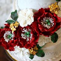 Beauteous Peony Engagement Cake