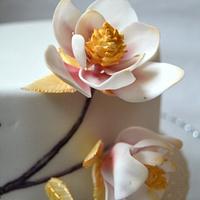 Birthday cake with magnolia