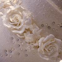White winter shimmer wedding cake