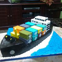 Cargo ship cake