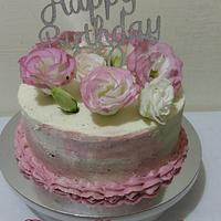 Cake with fresh flowers