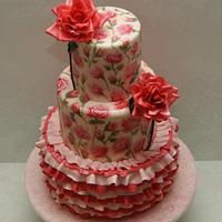 Hand-Painted Roses with Ruffles