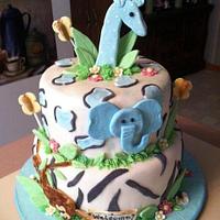 Safari Baby Shower Cake and Cupcakes