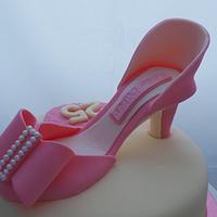 Pink shoe cake