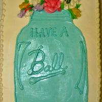 Ball Jar Cake with flowers