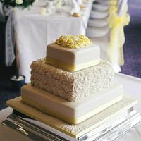 Lemon and White Roses Wedding Cake