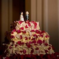 Flowing petals  wedding cake 