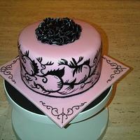 Pink and black cake