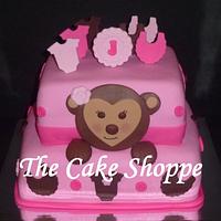 Baby shower monkey cake