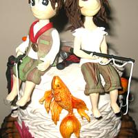 fishing couple cake