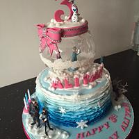Frozen globe birthday cake 