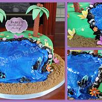 Hawiian Themed Birthday Cake