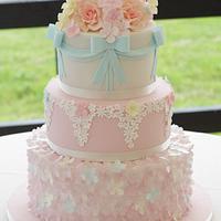 Pastels and wafer paper wedding cake