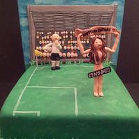 Football Streaker Birthday Cake