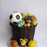 Toy storage cake....mostly balls 