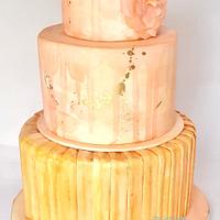 Water Color Drip Wedding Cake