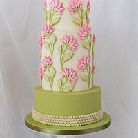 Bas Relief Pink Flowers Cake