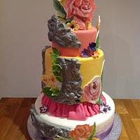 Bright and Bold Wedding Cake