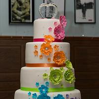Crystal's Rainbow Wedding cake