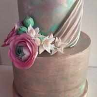 Ranunculus wedding cake