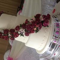 Flower paste spray wedding cake
