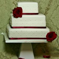 Square Pearl Wedding Cake