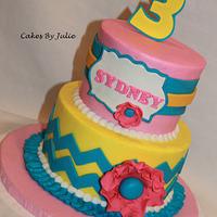 Chevron over Buttercream 3rd Birthday Cake!!