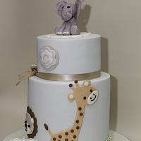Animal Theme Boy Baby Shower Cake
