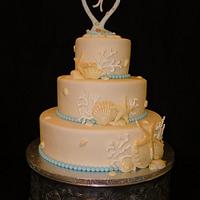 Beach Themed Wedding Cake