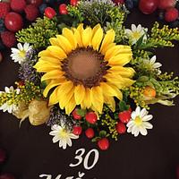 Chocolate cake with flowers 