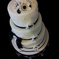 Black and White 3 tier wedding cake