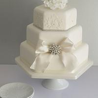 Peony Sparkle Wedding Cake