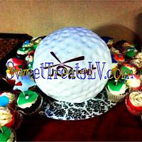 golf ball cake and cupcakes