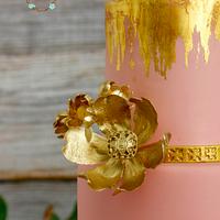 Gold and Rose Wedding Cake