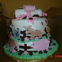 Farm Animal baby shower cake