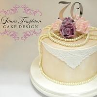 Vintage Lace, Pearls & Roses Cake