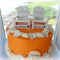 Orange and White Beach Wedding Cake
