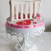Baby crib cake topper