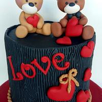 Bears  in love cake