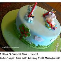 Rainbow cake with a unicorn
