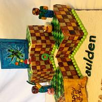 Hand Painted Minecraft Birthday Cake