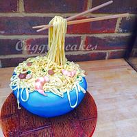 Noodle illusion cake