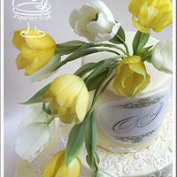 Yellow Tulips Wedding Cake