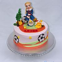 Cake for a small tennis player and football player 